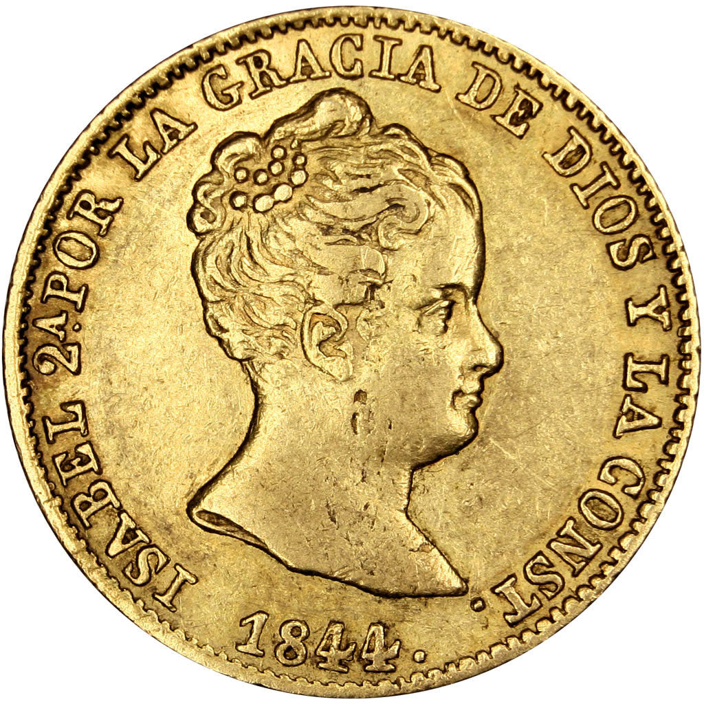 Coin, Spain, Isabel II, 80 Reales, 1844, Barcelone, EF(40-45), Gold, KM:578.1