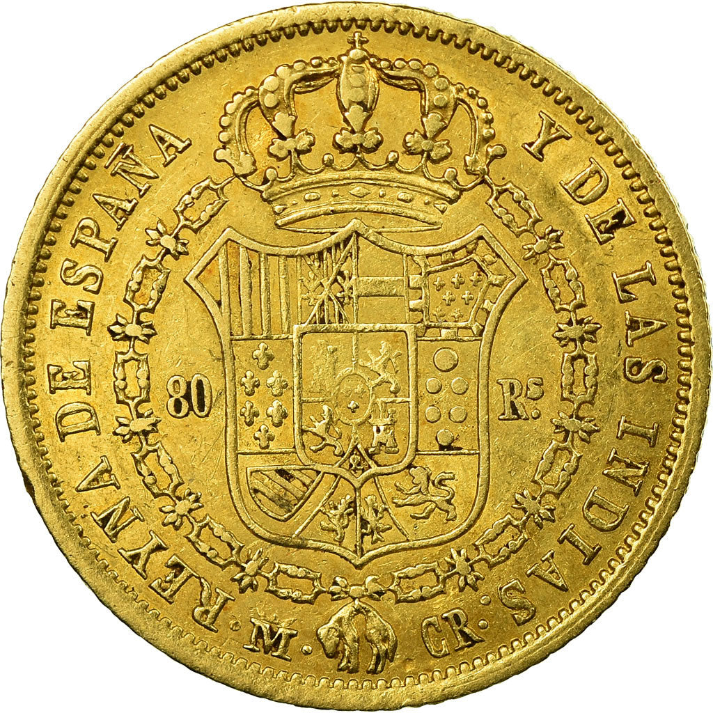 Moneda, España, Isabel II, 80 Reales, 1836, Madrid, MBC, Oro, KM:577.2