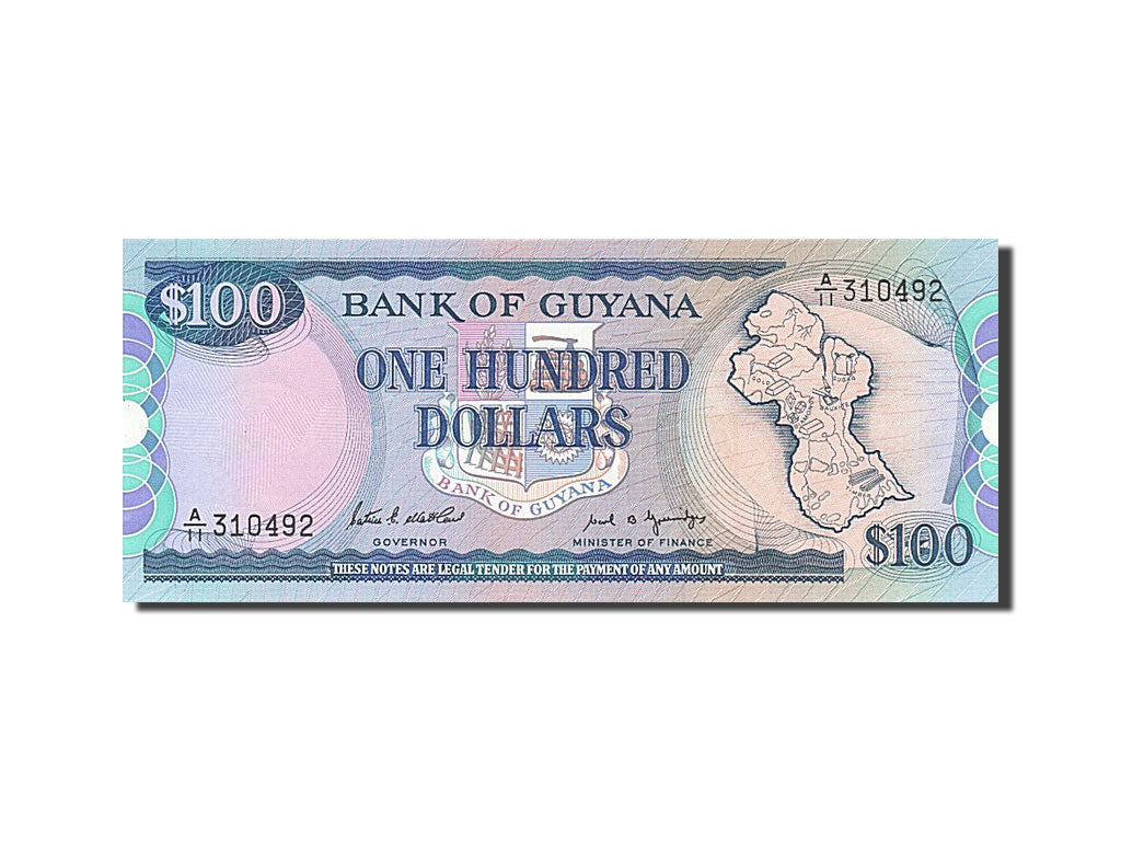 Guyana, 100 Dollars, 1989, KM #28, UNC(65-70), A/11 310492