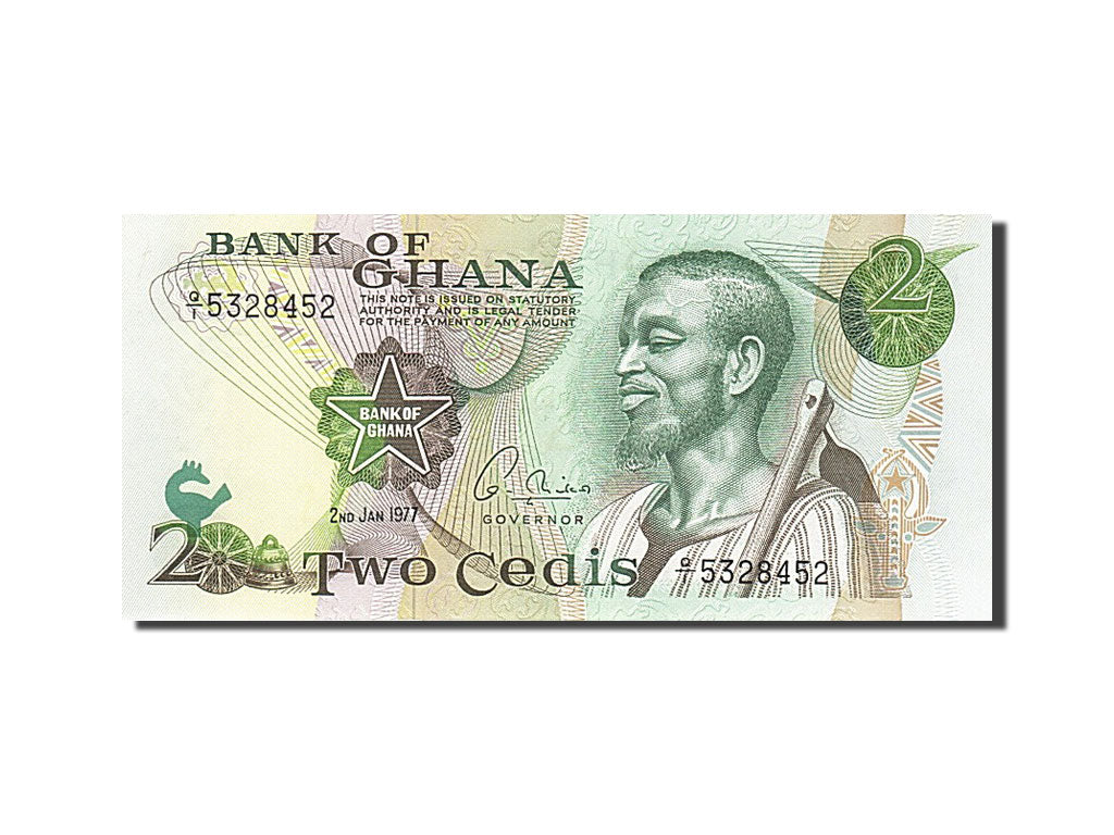 Ghana, 2 Cedis, 1977, KM #14c, 1977-01-02, UNC(65-70), Q/I 5328452