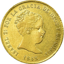 Moneda, España, Isabel II, 80 Reales, 1843, Madrid, MBC+, Oro, KM:578.2