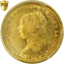 Munten, Spanje, Isabel II, 100 Reales, 1854, Barcelone, PCGS, AU55, PR, Goud
