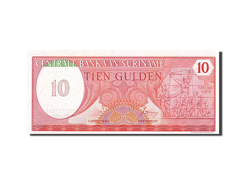Suriname, 10 Gulden, 1982, KM #126, 1982-04-01, UNC(65-70), 0202337532