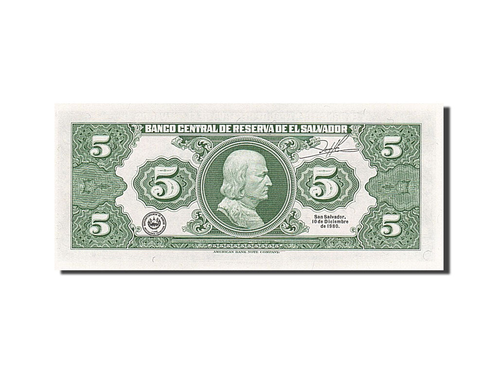 El Salvador, 5 Colones, 1980, KM #132A, 1980-06-19, UNC(65-70), 2120833