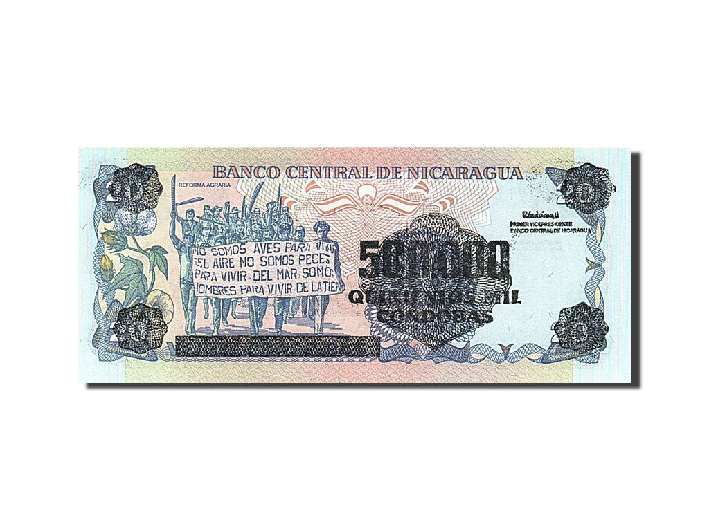 Billet, Nicaragua, 500,000 Córdobas on 20 Córdobas, 1990, NEUF