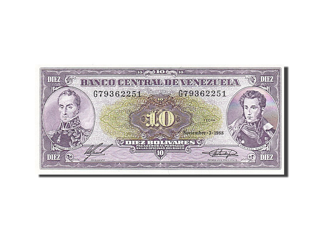 Banconote, Venezuela, 10 Bolívares, 1988, 1988-11-03, FDS