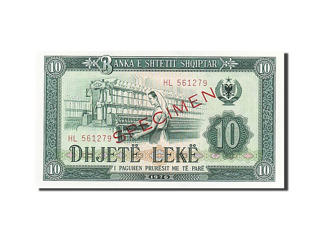 Albania, 10 Lekë, 1976, KM #43s2, UNC(65-70), HL 561279