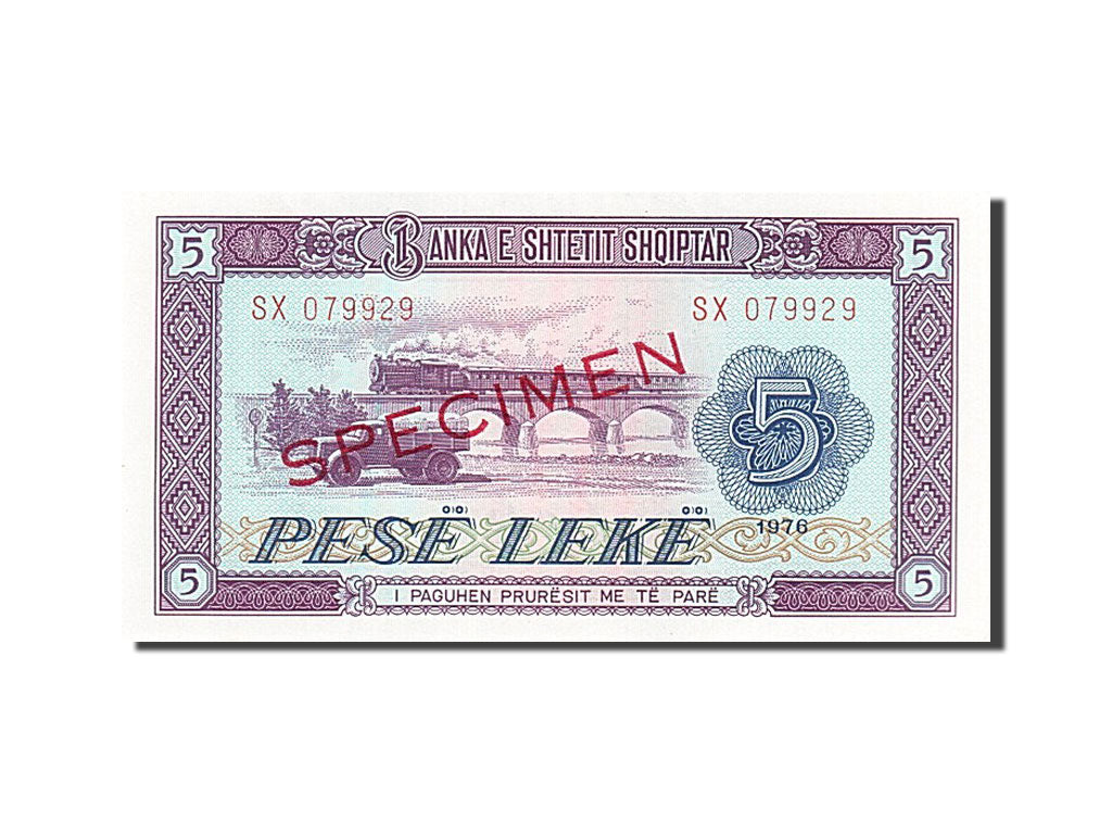 Albania, 5 Lekë, 1976, KM #42s3, UNC(65-70), SX 079929
