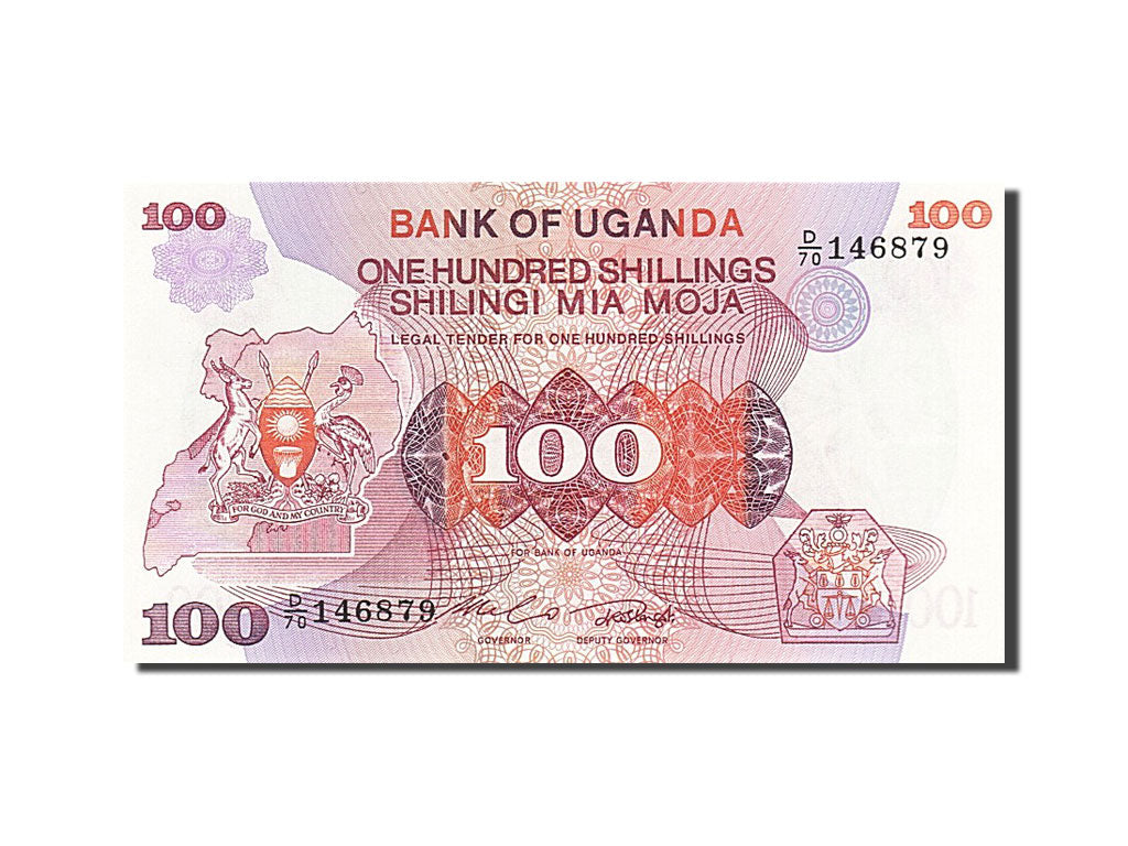 Uganda, 100 Shillings, 1982, KM #19a, UNC(65-70), D/70 146879