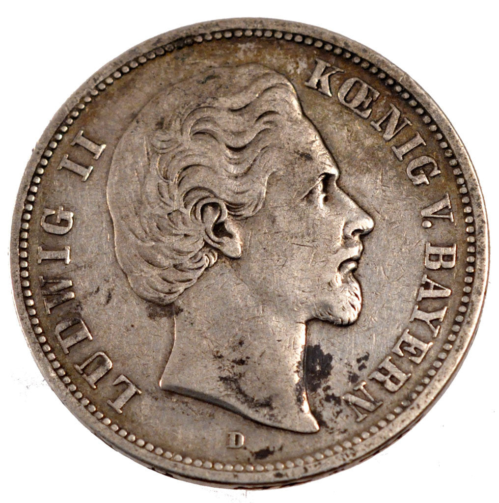 GERMAN STATES, 5 Mark, 1874, Munich, KM #896, EF(40-45), Silver, 27.45