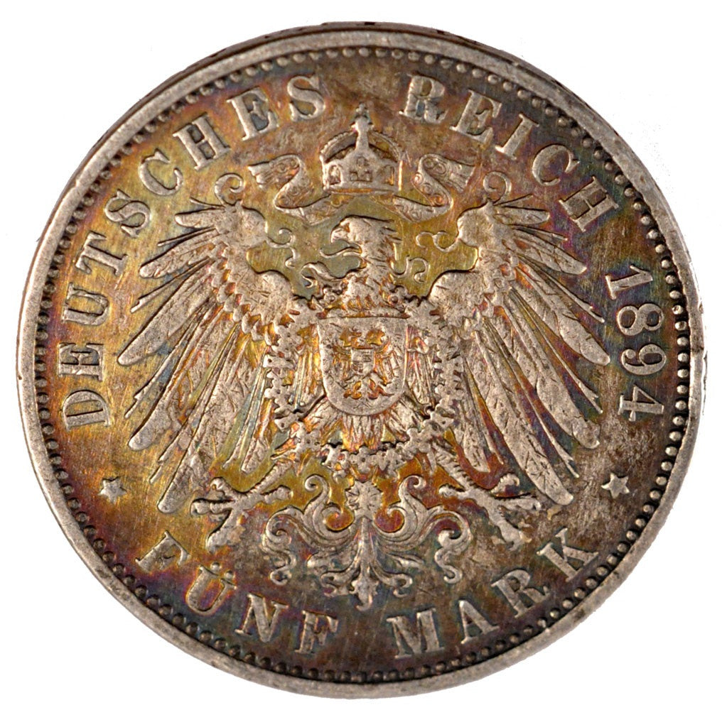 Coin, German States, SAXONY-ALBERTINE, Albert, 5 Mark, 1894, Muldenhütten