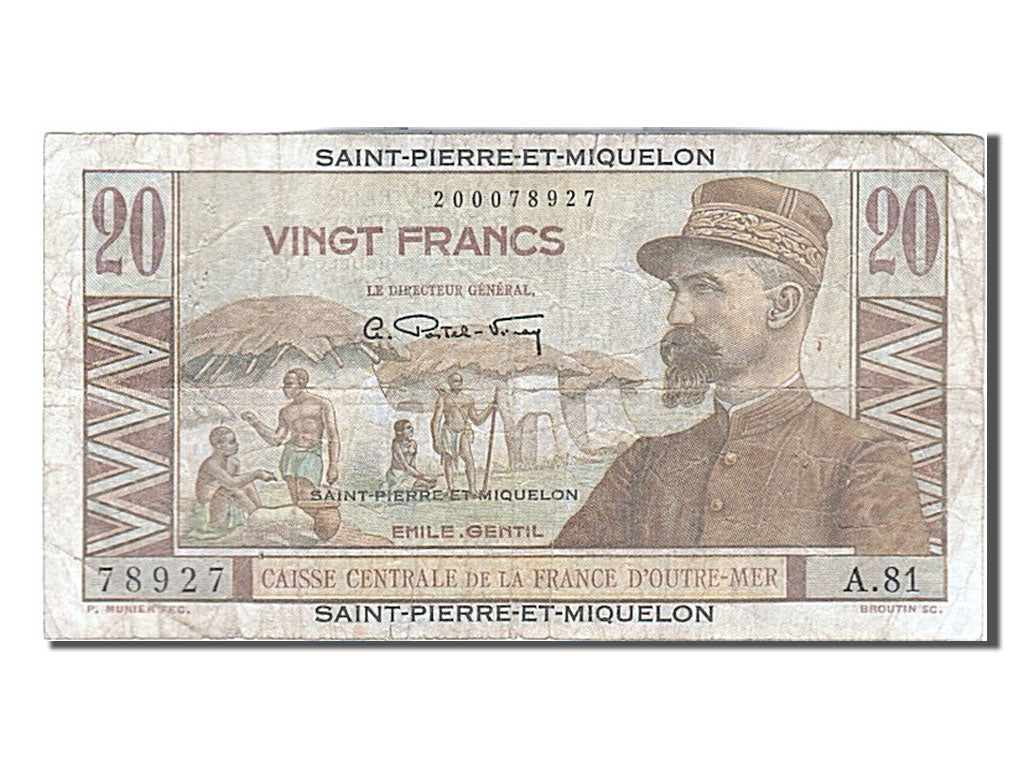 Saint Pierre and Miquelon, 20 Francs, 1950, KM #24, VF(20-25), 200078927