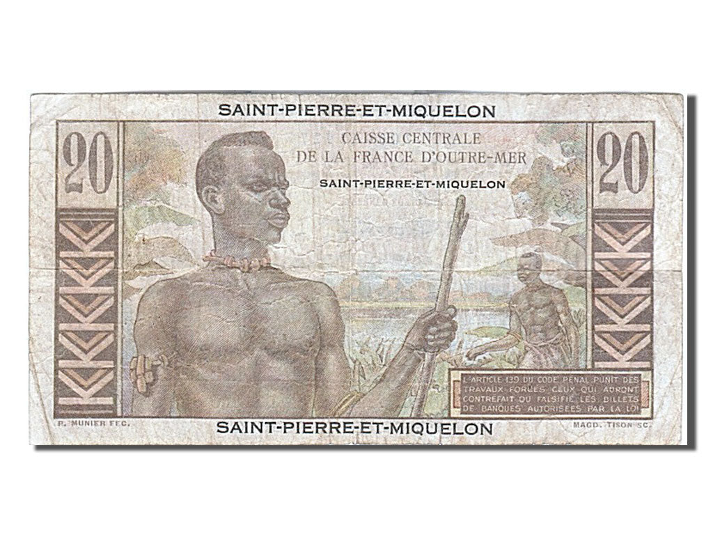 Saint Pierre and Miquelon, 20 Francs, 1950, KM #24, VF(20-25), 200078927
