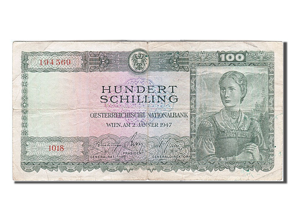 Austria, 100 Schilling, 1947, KM #124, 1947-01-02, VF(20-25), 194569