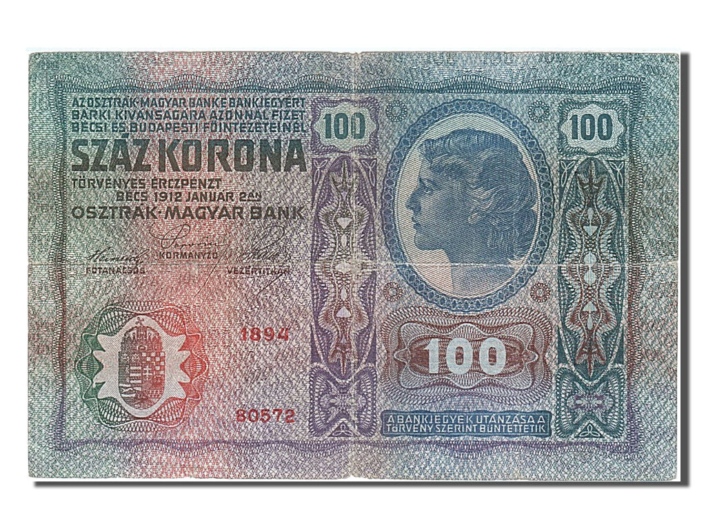 Austria, 100 Kronen, 1912, 1912-01-02, MB+