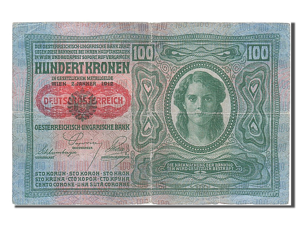 Austria, 100 Kronen, 1912, 1912-01-02, MB+