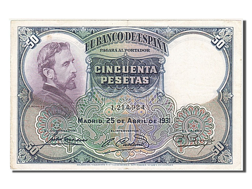 Banknote, Spain, 50 Pesetas, 1931, 1931-04-25, AU(50-53)