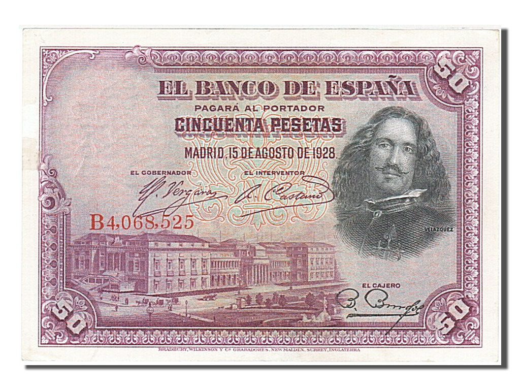 Spain, 50 Pesetas, 1928, KM #75b, 1928-08-15, UNC(63), B4068525
