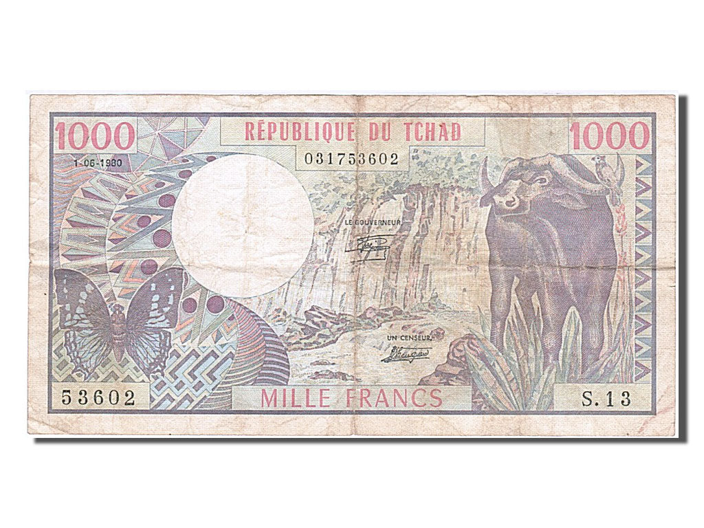 Central African Republic, 1000 Francs, 1980, KM #10, 1980-06-01, VF(30-35),...