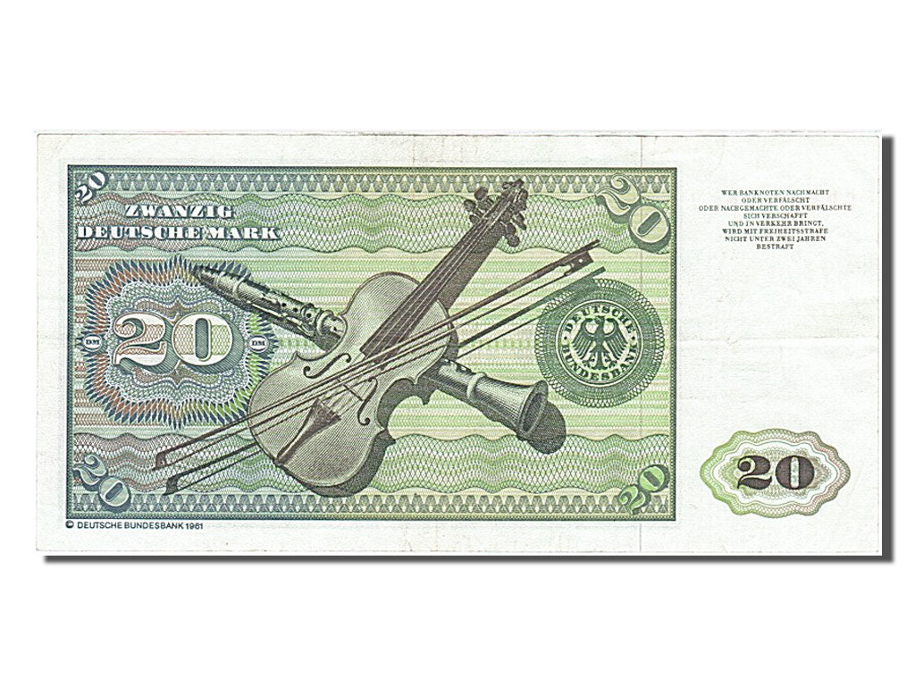 Banconote, GERMANIA - REPUBBLICA FEDERALE, 20 Deutsche Mark, 1980, 1980-01-02