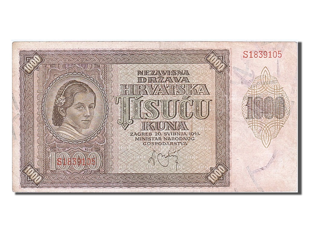 Croatie, 1000 Kuna, type 1941