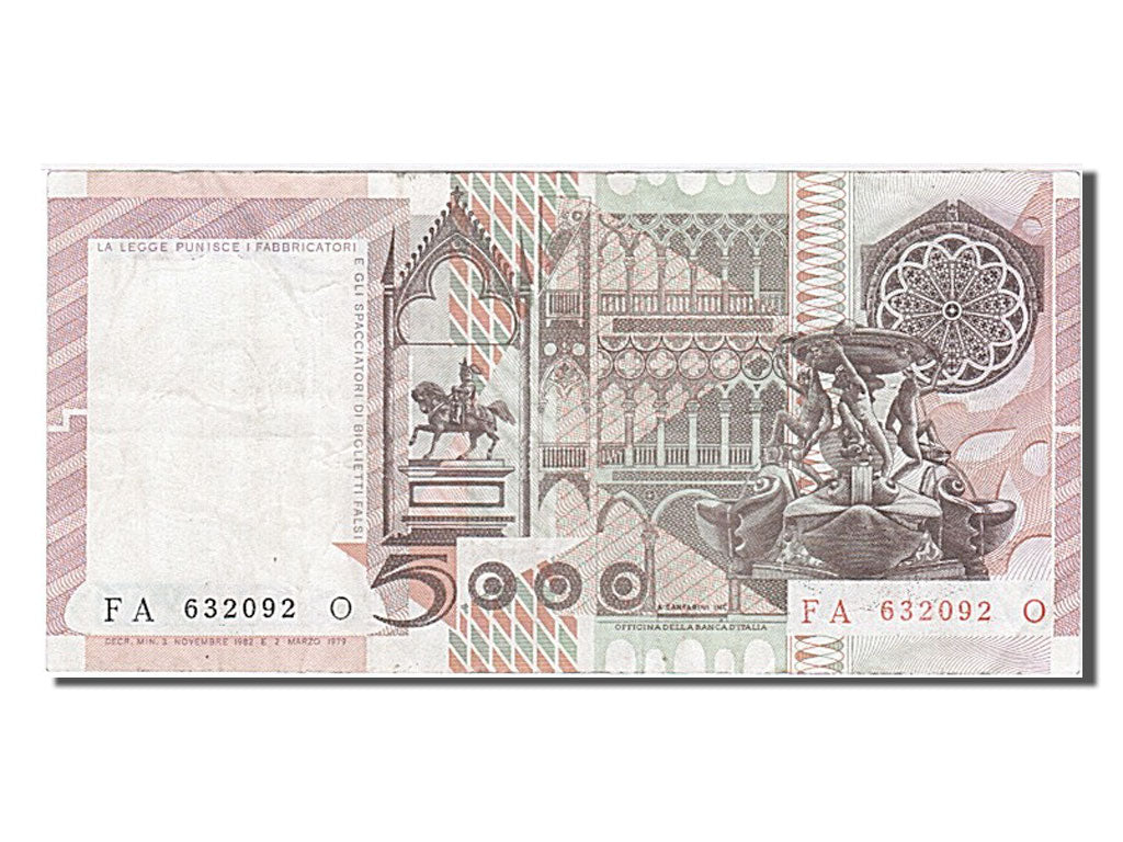 Italy, 5000 Lire, 1982, KM #105b, 1982-11-03, EF(40-45), FA 632092 O