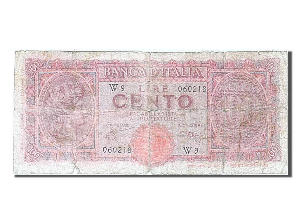 Italy, 100 Lire, 1944, KM #75a, 1944-12-10, VG(8-10), W9 060218