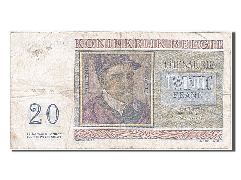 Belgium, 20 Francs, 1956, 1956-04-03, VF(30-35)