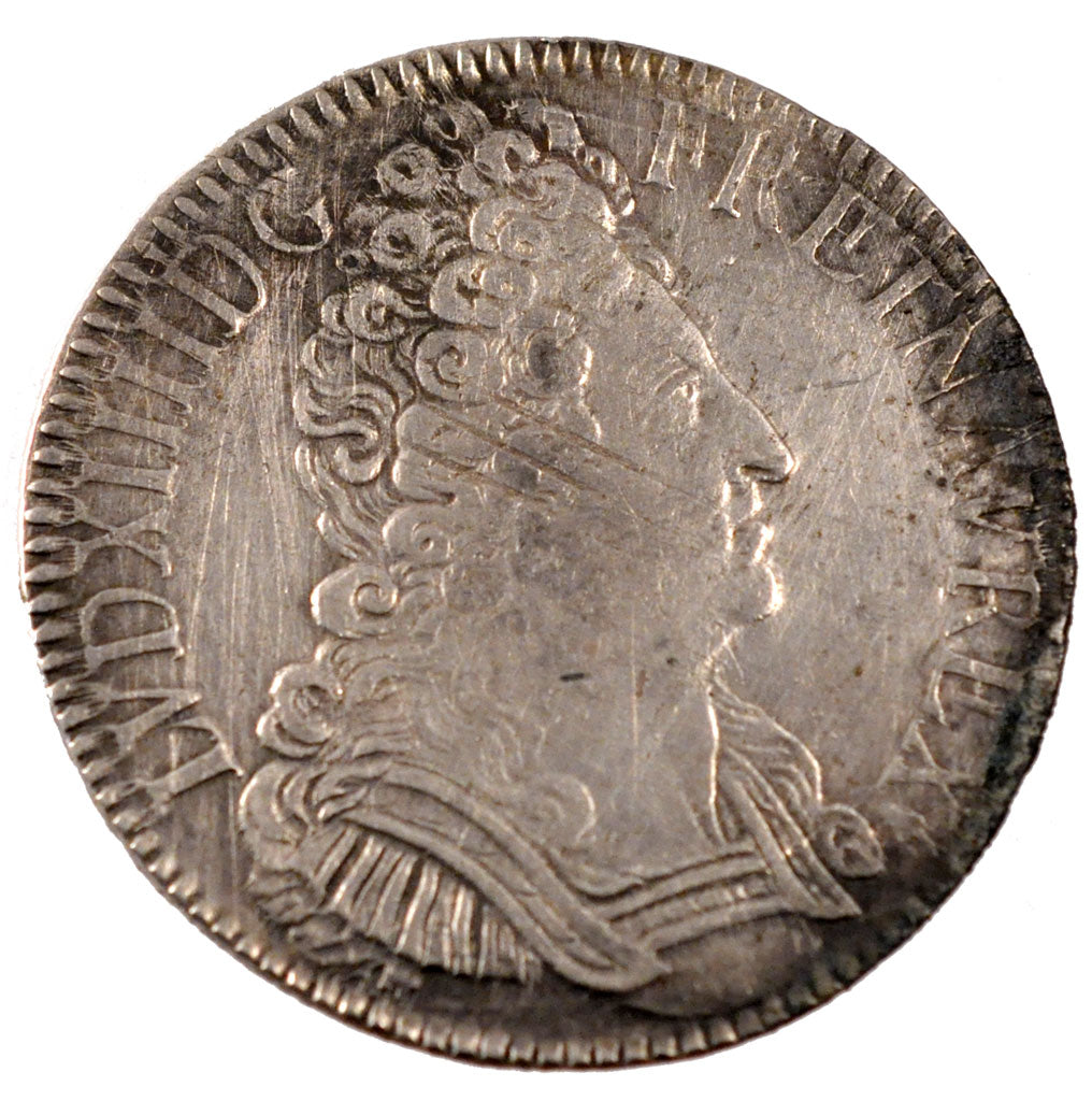 FRANCE, Écu aux 3 couronnes, ECU, 1709, Reims, KM #386.16, EF(40-45), Silver, ..