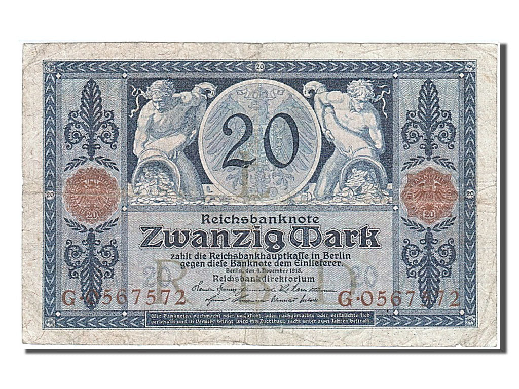 Banknote, Germany, 20 Mark, 1915, 1915-11-04, VF(30-35)