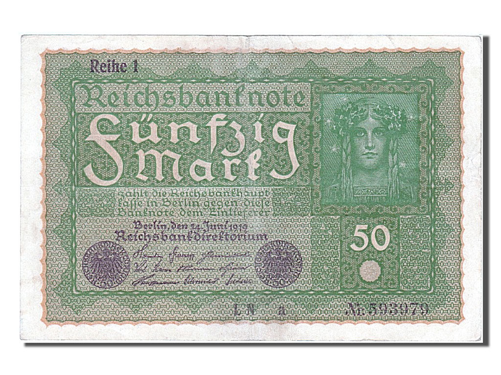 Banknote, Germany, 50 Mark, 1919, 1919-06-24, AU(55-58)