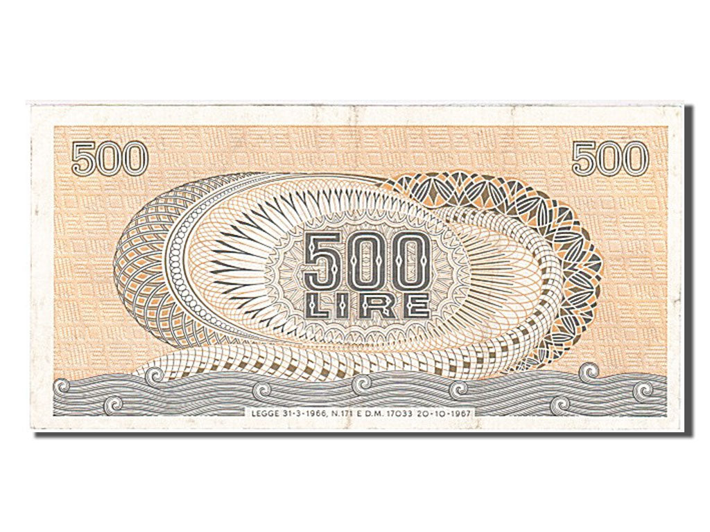 Italy, 500 Lire, 1967, KM #93a, 1967-10-20, AU(50-53), Z16 542836