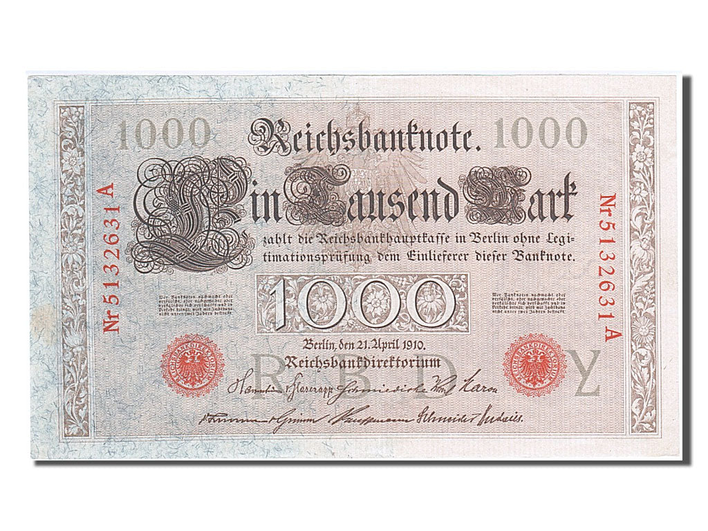 Germany, 1000 Mark, 1910, KM #45b, 1910-04-21, UNC(60-62), NR 5132631 A
