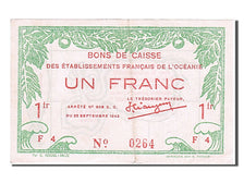 French Oceania, 1 Franc, 1943, KM #11a, AU(55-58), F4 0264