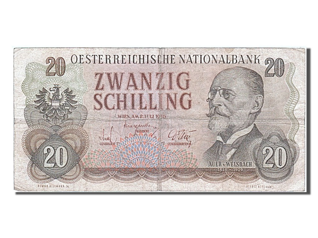 Austria, 20 Schilling, 1956, KM #136a, 1956-07-02, VF(30-35), CA 645458