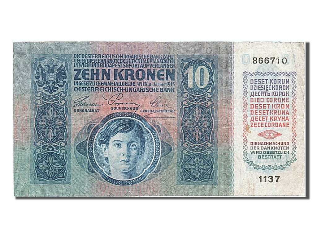 Austria, 10 Kronen, 1915, KM #51a, 1915-01-02, EF(40-45), 866710