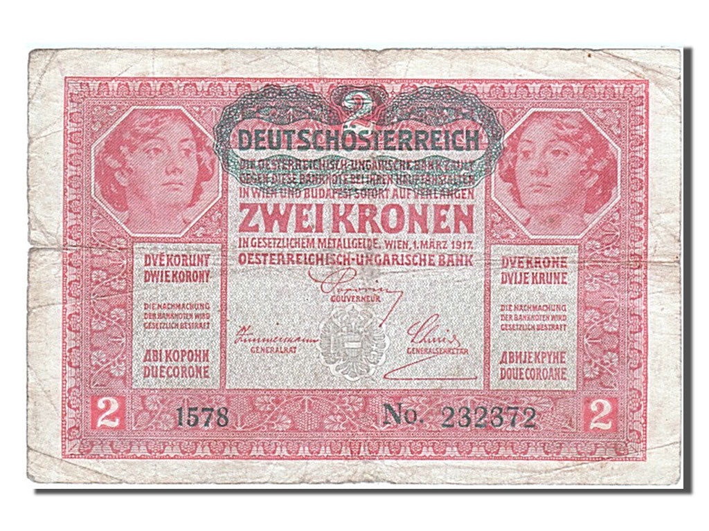 Banknote, Austria, 2 Kronen, 1917, 1917-03-01, VF(20-25)