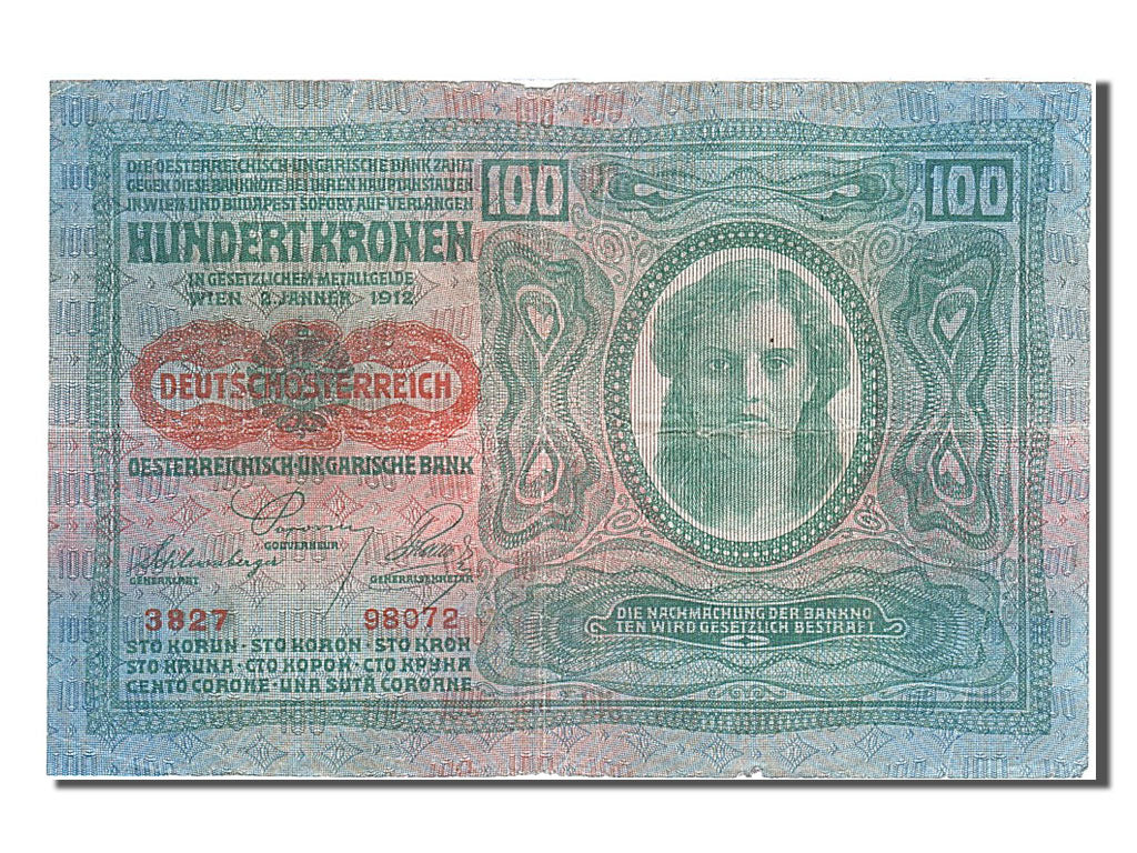 Austria, 100 Kronen, 1912, KM #55a, 1912-01-02, EF(40-45), 3827 98072