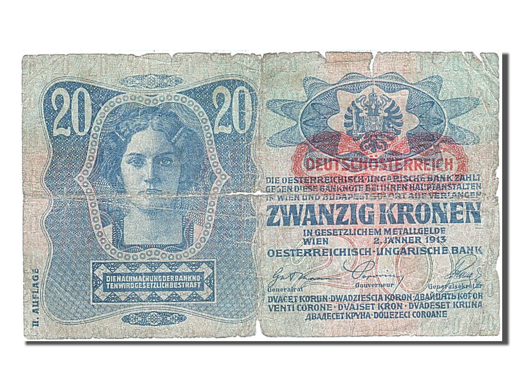 Billet, Autriche, 20 Kronen, 1913, 1913-01-02, B