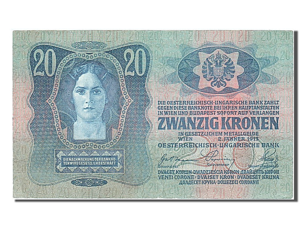 Austria, 20 Kronen, 1913, KM #13, 1913-01-02, AU(55-58), 865915 2311