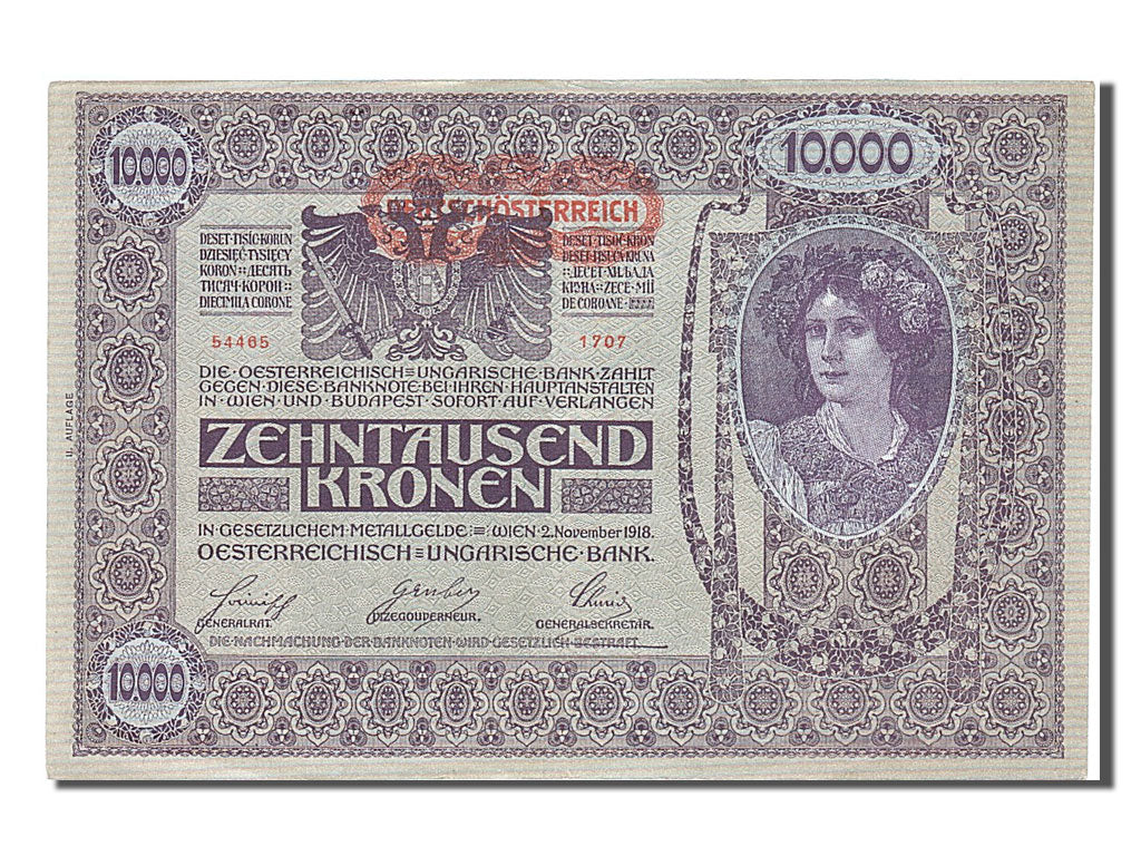 Austria, 10,000 Kronen, 1918, KM #65, 1918-11-02, UNC(60-62), 54465 1707