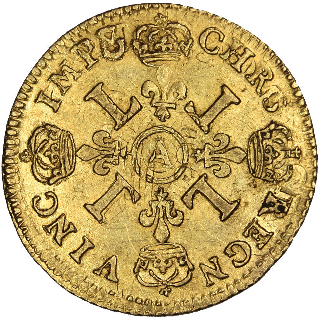 FRANCE, 1/2 Louis d'or aux 4 L, 1/2 Louis D'or, 1694, Paris, KM #301.1,...
