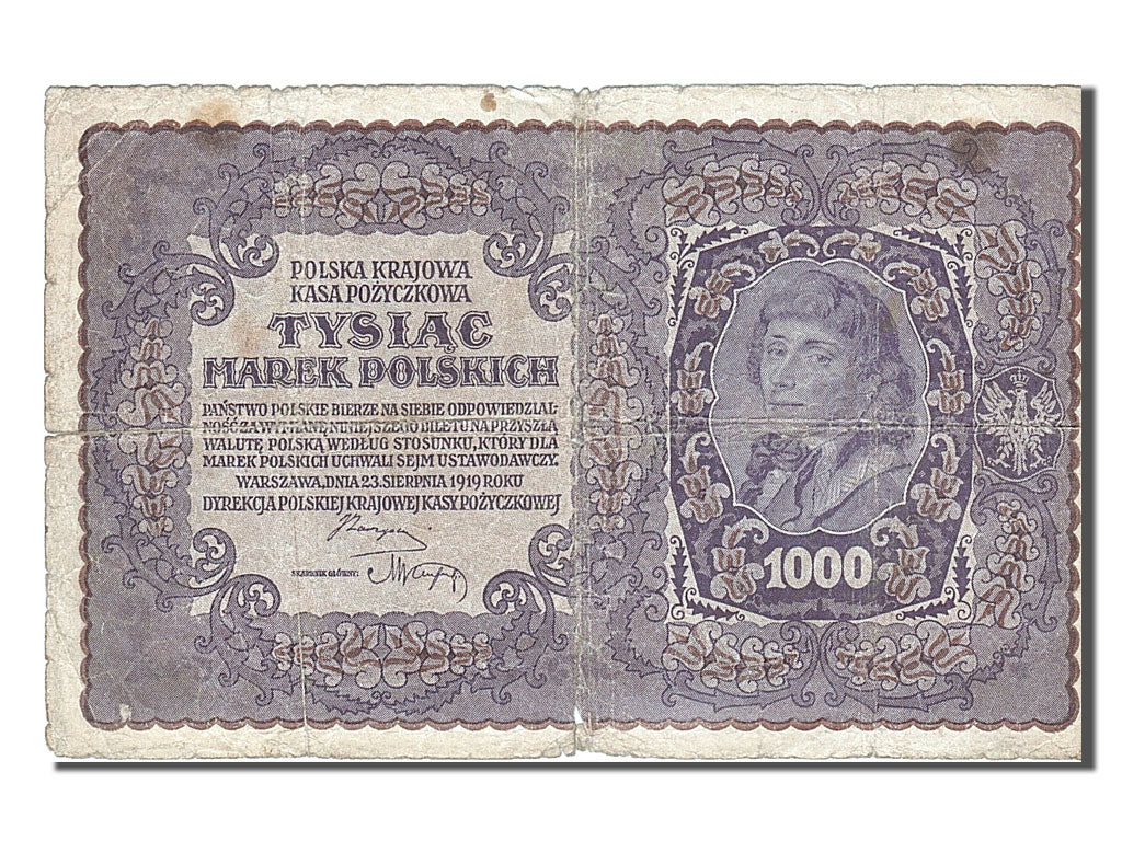 Poland, 1000 Marek, 1919, KM #29, 1919-08-23, VF(20-25), 298198