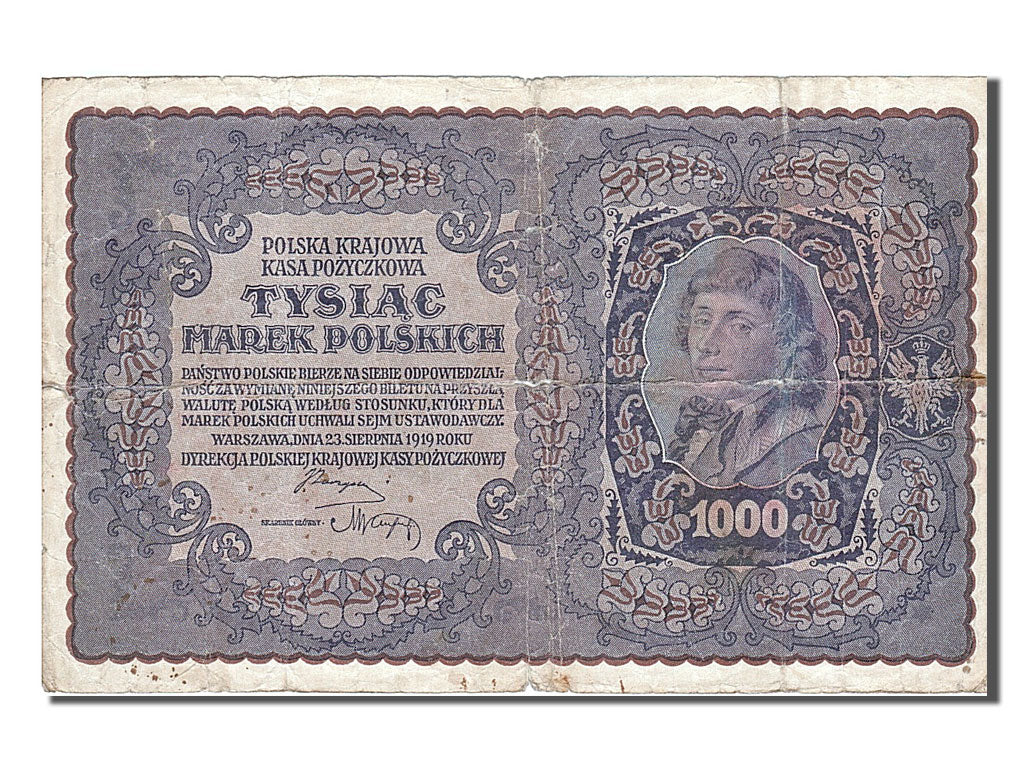 Poland, 1000 Marek, 1919, KM #29, 1919-08-23, VF(20-25), 851685