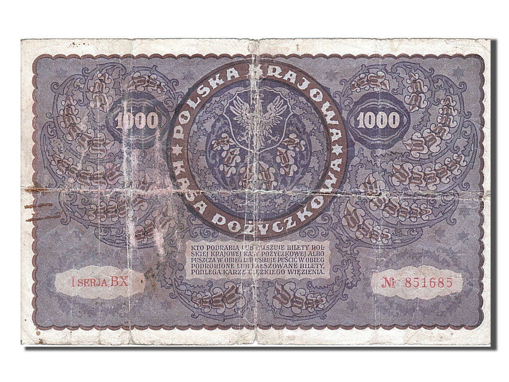 Poland, 1000 Marek, 1919, KM #29, 1919-08-23, VF(20-25), 851685