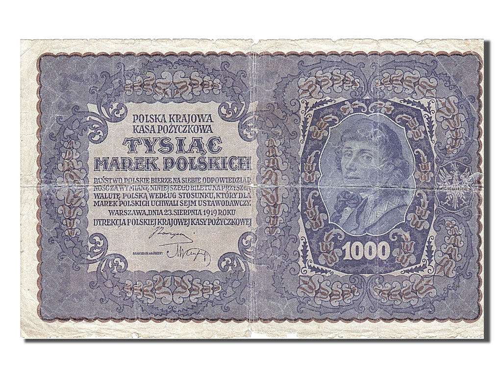 Poland, 1000 Marek, 1919, KM #29, 1919-08-23, VF(20-25), 397709