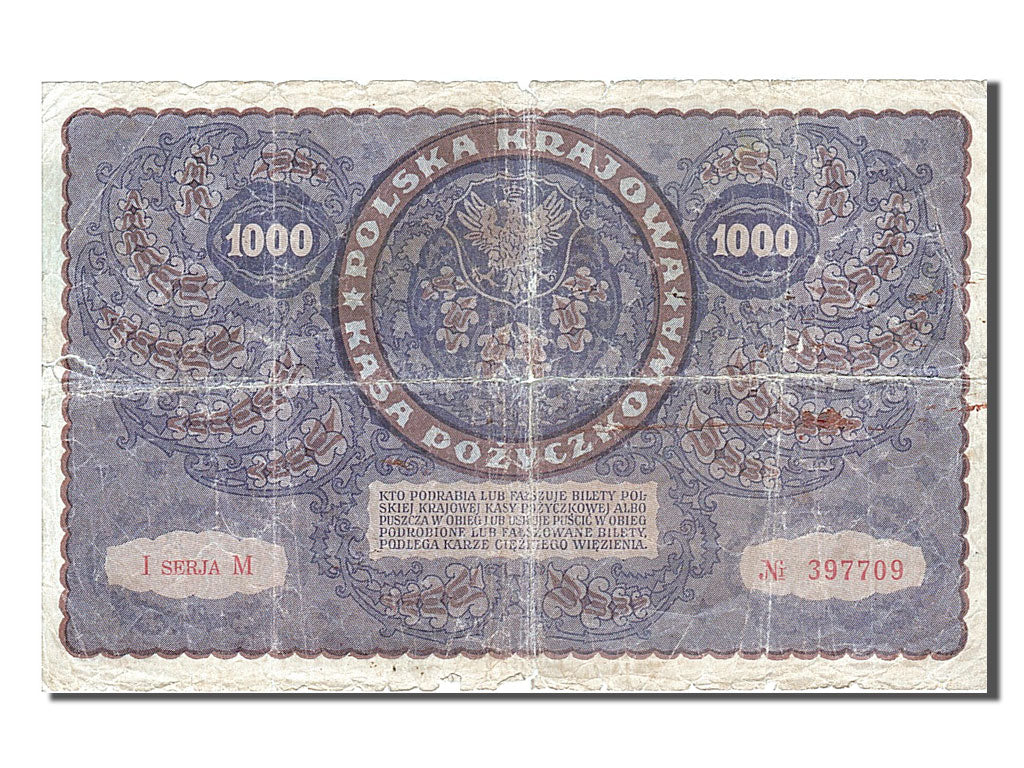 Poland, 1000 Marek, 1919, KM #29, 1919-08-23, VF(20-25), 397709
