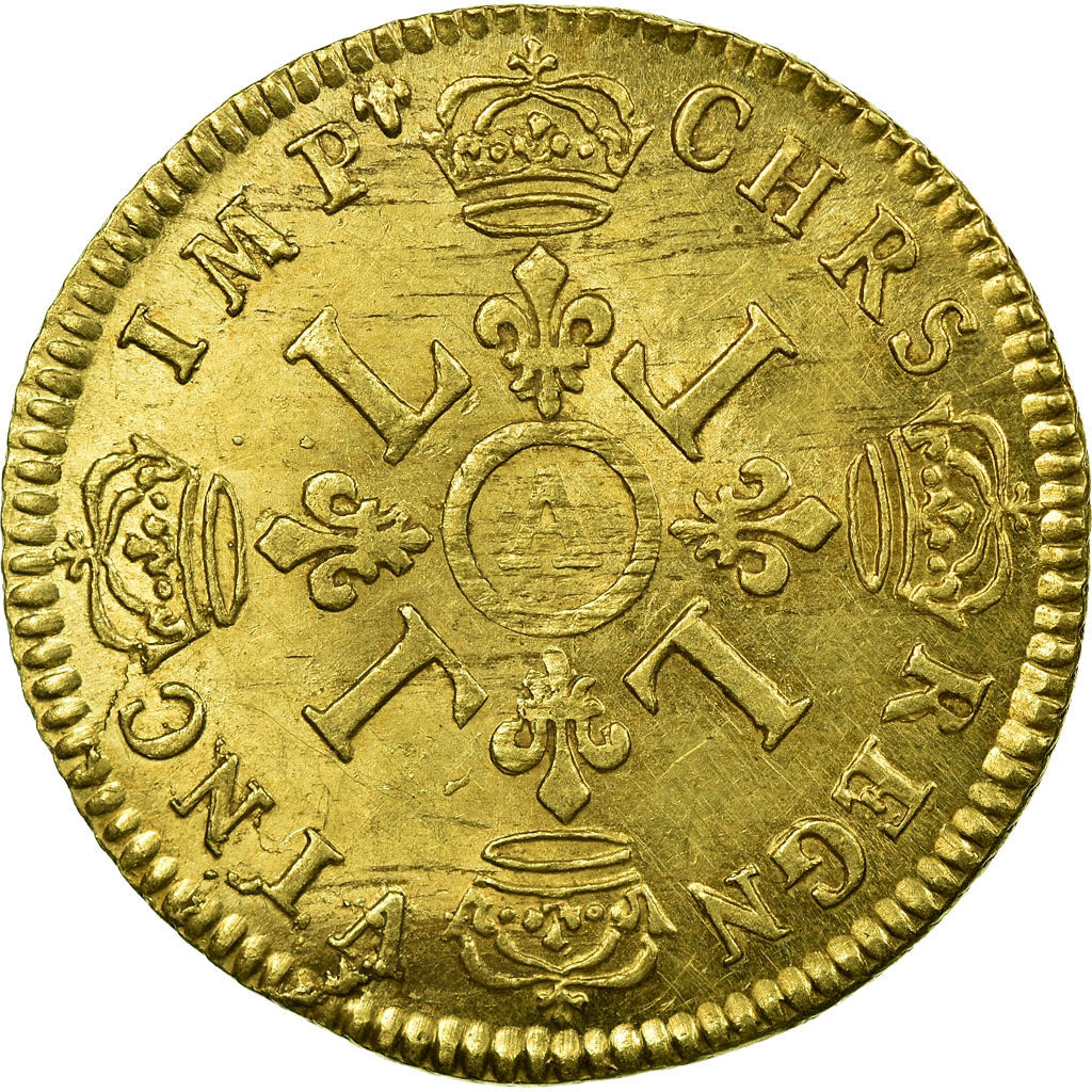 Coin, France, Louis XIV, Louis d'or aux 4 L, Louis d'Or, 1698, Paris, AU(50-53)