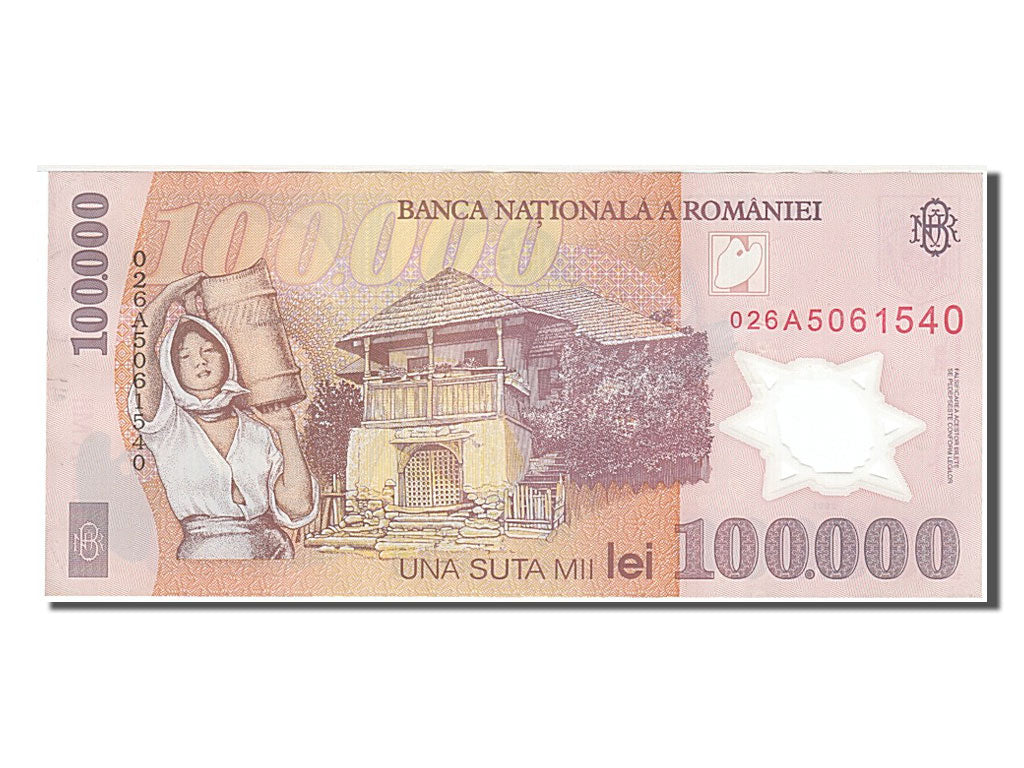 Romania, 100,000 Lei, 2001, KM #114a, AU(50-53), 026A5061540