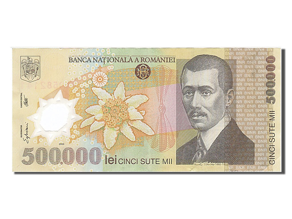 Romania, 500,000 Lei, 2000, KM #115a, AU(50-53), 007D0582141